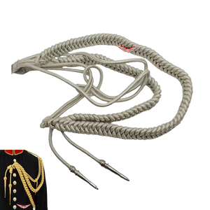 Aiguillette tressée uniforme en Mylar argenté, cordon d'épaule allemand avec pointe métallique argentée - Product Image 5