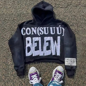 เสื้อฮู้ดดี้ผ้าฝ้ายฟอกสีสไตล์สตรีทแฟชั่นสั่งทำพิเศษ 500GSM กระเป๋าปักลาย ลดราคาส่ง ขายส่ง เสื้อพูลโอเวอร์น้ำหนักมากสำหรับทุกเพศ - Product Image 1