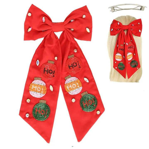 กิ๊บติดผมปักลูกปัดลายคริสต์มาส HO HO ประดับโบว์รูปตุ๊กตาหิมะ - Product Image 1