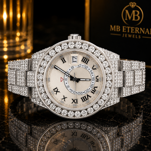 Reloj de Cuarzo Redondo con Incrustaciones de Diamantes MB ETERNAL JEWELS, 38 mm, Cristal de Zafiro, Números Romanos, Analógico, Reloj de Lujo para Mujer - Product Image 4