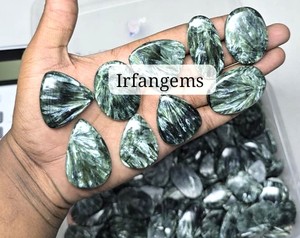 Lot en gros de cabochons de séraphinite 100 % naturelle, pierres précieuses en vrac de formes variées et de qualité supérieure pour la fabrication de bijoux - Product Image 3