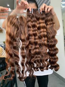 Extensiones de cabello brasileño de 32 pulgadas de largo, cabello torcido de onda del océano profundo, trenzado de ganchillo, Color Natural, humano vietnamita crudo, a granel, barato - Product Image 6