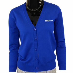 Logos personnalisés sur des pulls à col en V de haute qualité pour les sororités/fraternités/écoles/collèges/universités, logos brodés sur des cardigans en tricot. - Product Image 2