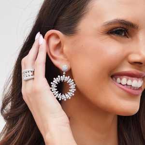 <b>Diamond</b> <b>Dangle</b> Wedding <b>Earrings</b> 14k 18k Solid Gold Round Cut Lab Grown Bridal Luxury Elegant Statement Fine Jewelry Manufacturer - Product Image 3