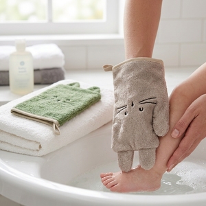 Lot de 2 gants de bain écologiques à imprimé animal pour bébé, en tissu éponge doux, serviettes de lavage en forme de marionnette, cadeau pour nouveau-né et tout-petit, pour la salle de bain et la crèche - Product Image 6