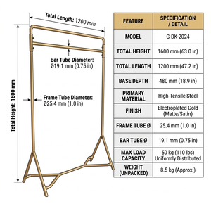 Expositor de ropa plegable premium Bros Display, soporte metálico resistente para ropa, estante independiente de varios niveles, unidad de exhibición para minoristas. - Product Image 4