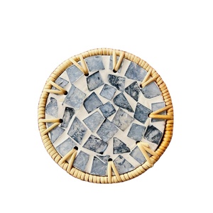 <b>Woven</b> Wicker Rattan Heatproof Drink <b>Coaster</b> TUYET DUNG Flower Classic Style for Holiday Decoration & Gift Made in Vietnam - Product Image 1