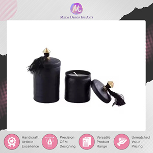 Porte-bougie en laiton antique de qualité supérieure – Design rond, pot vide pour bougies de luxe à la cire de soja - Product Image 2