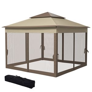 Gazebo Pop-up 3,35m x 3,35m a 2 Livelli per Esterni con Tetto Morbido, Rete Rimovibile con Cerniera e Ampia Borsa Portaoggetti Inclusa - Product Image 1