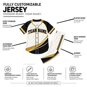 Ensemble de maillots de baseball de qualité supérieure à manches courtes 100% polyester respirant avec nom d'équipe imprimé pour adultes - Product Image 1