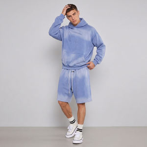 OEM Custom Logo High Street Oversized Hoodie and Shorts Set Vintage Acid Wash Streetwear Heavyweight <b>Tracksuit</b> 2 Piece Set - Product Image 5