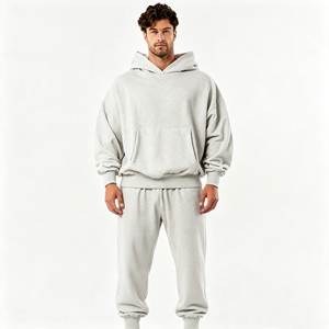 Conjunto de dos piezas personalizado al por mayor para hombre: Sudadera extragrande de hombros caídos y pantalones jogger con puños, 100% algodón de alto gramaje. - Product Image 1