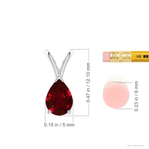 14K 18K Pure <b>Gold</b> V-Bale Pear-Shaped Natural Red Ruby Solitaire <b>Pendant</b> Link Chain Necklace Custom Handmade Fine Jewelry <b>Pendant</b> - Product Image 3