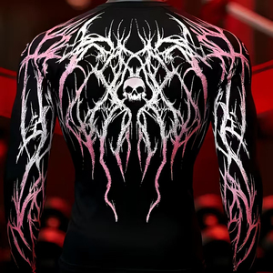 เสื้อรัดรูปแขนยาวสำหรับผู้ชาย ลายพิมพ์แบบ Heat-Transfer สำหรับกีฬา BJJ MMA และเล่นเซิร์ฟ ฤดูร้อน ผลิตจากโพลีเอสเตอร์ 100% - Product Image 3