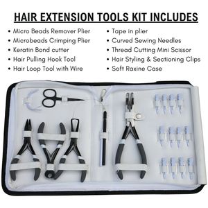 Kit de herramientas profesionales para extensiones de cabello: Alicates removedores de microperlas, Alicates de crimpado para microperlas, Cortador de queratina, Herramienta para extensiones de cinta, Tijeras - Product Image 2
