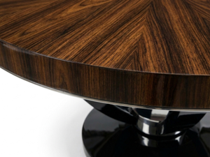 Table à manger ronde en bois avec pieds en métal, design contemporain moderne, base stable, mobilier de maison, 6 places - Product Image 3