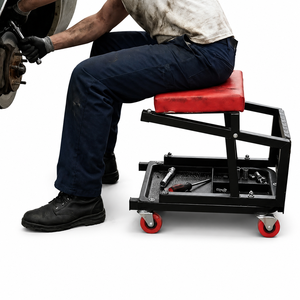 Tabouret roulant robuste 250 lb pour mécanicien, siège rembourré pour garage avec plateau de rangement pour outils et roulettes pivotantes à 360° GAPSTL011 - Product Image 1