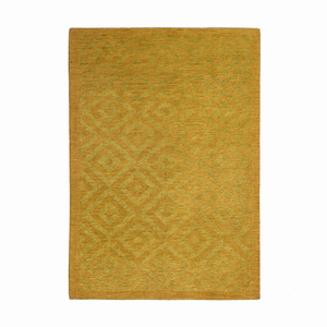 Tapis géométrique texturé en laine jaune moutarde, écologique et antidérapant, pour salon, chambre et hôtel - Product Image 1