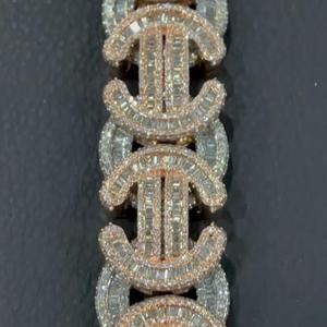 Cadena Cubana de Plata de Ley 925 Chapada en Oro con Moissanita, Joyería de Moda Hip Hop para Fiestas - Product Image 1