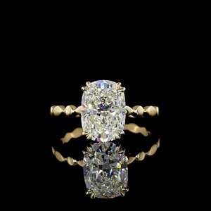 แหวนเพชรทรงคุชชั่น 3 กะรัต รับรองโดย IGI ผลิตในห้องปฏิบัติการ ทอง 14K สำหรับงานหมั้นและงานแต่งงาน เหมาะสำหรับงานปาร์ตี้และเป็นของขวัญ - Product Image 1