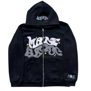Sweat à capuche zippé intégral pour homme en molleton de coton, effet délavé, imprimé en relief, haute qualité, très demandé - Product Image 2