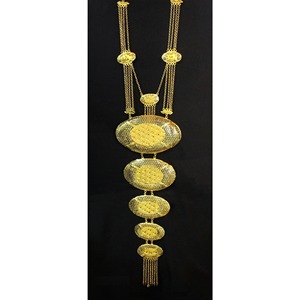 Collier avec boucles d'oreilles Parure de bijoux en laiton pur plaqué or Parure de bijoux collier design haute qualité pour les Émirats arabes unis - Product Image 5