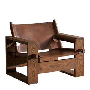 Fauteuil d'appoint en bois massif fait main, cuir marron, chaise longue, fauteuil rétro moderne, canapé de salon, fauteuil de détente 1 place - Gabe - Product Image 1