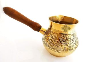 Taza de café turca con asa, cezve, ibrik, cobre, latón, acero inoxidable, tradicional, árabe, griega, otomana, hecha a mano, grabada, vintage, mo - Product Image 4