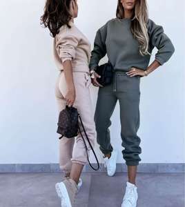 ชุดวอร์มผ้าฝ้ายมีฮู้ดสำหรับผู้หญิงชุดวอร์มสองชิ้นสำหรับฤดูหนาวออกแบบโลโก้ของคุณเอง - Product Image 3