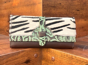 กระเป๋าสตางค์หนังแท้พับสามทบพิมพ์ลายสัตว์ตะวันตกสำหรับผู้หญิงกระเป๋าใส่บัตรเครดิตหนังวัวแบบสั่งทำ - Product Image 3