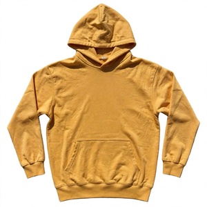 Sudadera con Capucha de Felpa de Algodón Amarillo Liso de 330g, Estilo Urbano, Personalizable, Unisex, Vintage, Lavado Ácido, Corte Regular - Product Image 1
