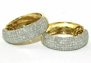 Tishya Diamond Moissanite Earrings 925 Sterling <b>Silver</b> Gold Plated Luxury Wedding Band for Women - Product Image 3