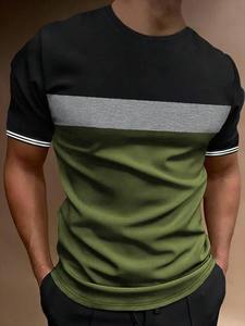 T-shirt Homme Blanc et Noir à Manches Courtes Col Rond Coupe Classique 100% Coton Respirant en Jersey Tricoté Décontracté Couleur Unie Color Block - Product Image 3