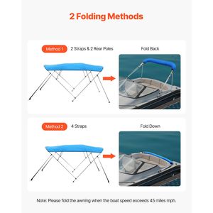 Tendalino Bimini a 4 Archi in Poliestere 600D con Telaio in Lega di Alluminio, Impermeabile, Parasole per Barca, con Vano Portaoggetti per Accessori - Product Image 4