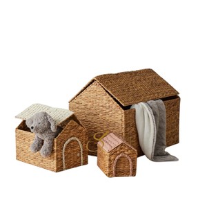 Cesta de Almacenamiento Mediana de Jacinto de Agua con Tapa, Organizador de Juguetes Tejido para Casa de Muñecas, Bonita Decoración para Habitación Infantil - Product Image 3