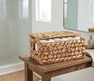 Ensemble de 3 paniers de rangement en jacinthe d'eau tressés à la main avec couvercles, paniers organisateurs tissés naturels pour la décoration et le rangement de la maison - Product Image 5