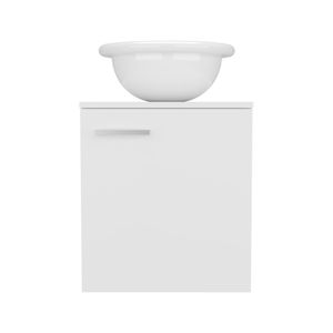 Mobile bagno sospeso Clyde bianco a una anta con lavabo Wessel e un ripiano, ampio spazio contenitivo - Product Image 3