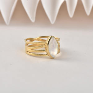 Anillo de Plata Chapado en Oro de 18K con Cuarzo Arcoíris Natural, Hecho a Mano, Multibanda, Estilo Boho, Regalo, Fabricante OEM/ODM - Product Image 6