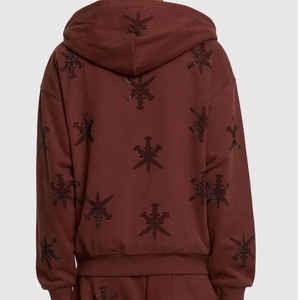 Sweat-shirt à capuche zippé pour homme INDEX, marron, motif étoile brodé, coupe classique, streetwear, vêtement d'automne, matière French Terry - Product Image 2