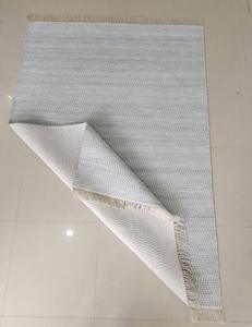 Alfombra Durrie de Algodón Hecha a Mano, Tejido Plano, Alfombra India Dhurrie, Rayas Azul Claro, Minimalista, Ecológica, Antideslizante para Sala de Estar - Product Image 4