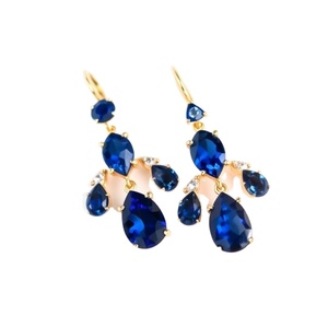 Pendientes colgantes de moda para mujer de Plata de Ley 925 con zafiro azul y Zirconia cúbica joyería elegante - Product Image 1