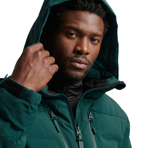 <b>Men's</b> Green <b>Hooded</b> Canvas Puffer Jacket Waterproof Polyester Winter <b>Coat</b> Zipper Closure Front Casual Regular Fit 2026 - Product Image 1
