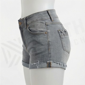 Shorts de Verano para Mujer, de Talle Alto, con Dobladillo Reforzado y Efecto Levanta Glúteos, Transpirables, con Remaches, de Longitud Corta, Moda Urbana Premium - Product Image 3