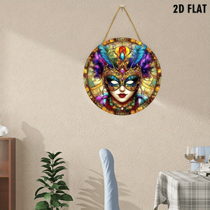 CIFbuy Máscara Colgante de Acrílico de Carnaval con Diseño de Plumas Coloridas y Piedras Preciosas para Decoración Interior y Exterior, TikTok para Temu Pick Party - Product Image 6
