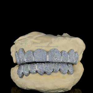 Dents personnalisées Grillz Hip Hop Iced Out Grillz 10 Top 10 Bottom IGI Certifié Moissanite Diamant Argent Grillz pour Hommes Femmes - Product Image 1