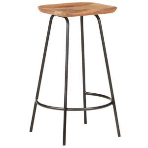 Ensemble de 2 tabourets de bar en bois d'acacia massif naturel, taille standard, avec un design en bois élégant - Product Image 2