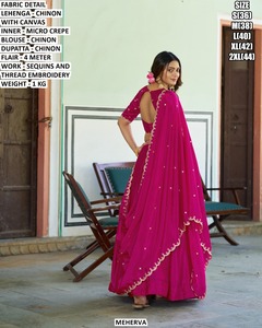 Vintage Pink Traditional Ethnic <b>Lehenga</b> Choli for Women Floor-Length Party Wear with Sun Protection - Product Image 2