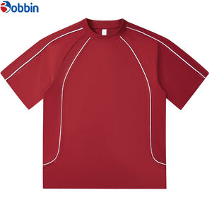 BOBBIN INDUSTRIES T-shirt personnalisé pour homme grande taille, style streetwear, avec coutures contrastées et patchwork, manches courtes, coupe classique, unisexe - Product Image 5