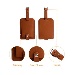 ป้ายแท็กกระเป๋าเดินทางหนัง ป้ายแท็ก ID สำหรับเดินทางพร้อมสายหนังปรับได้ สลักชื่อแบบกำหนดเองได้ - Product Image 5