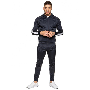 Unisex Winter Black Drawstring Hoodie <b>Jogger</b> Pants Set <b>White</b> Arm Stripe Custom Logo Two Piece Solid Tracksuit Casual Streetwear - Product Image 1